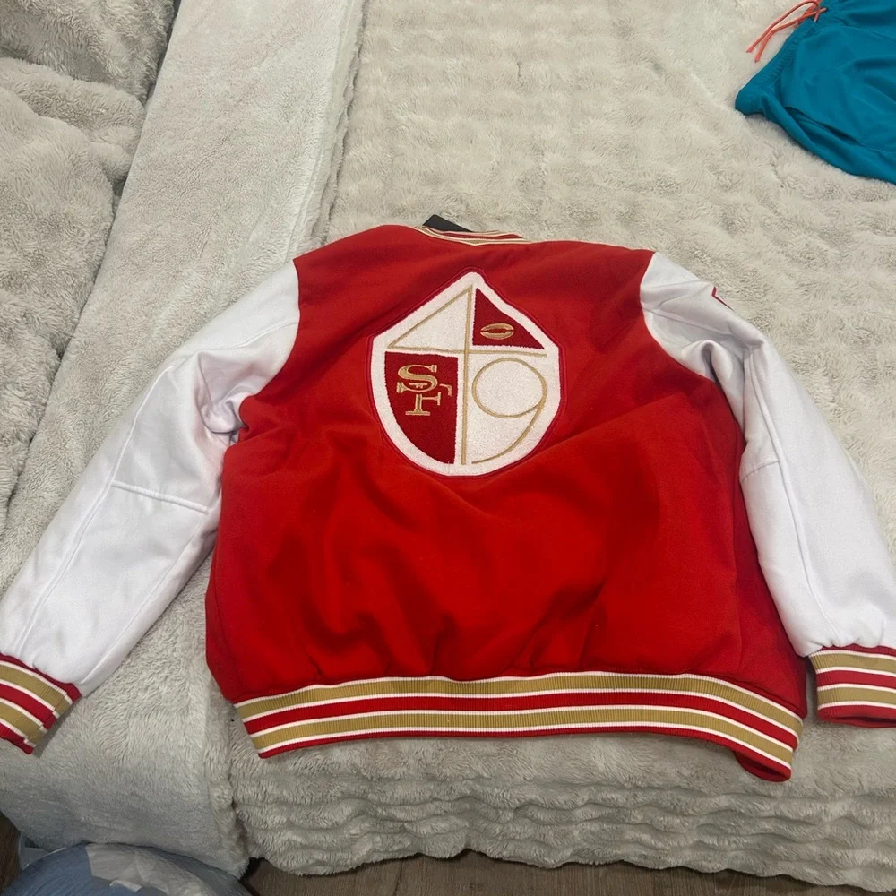 NFL 49ers Varsity Jacket - Red and White - Picture 4 of 4